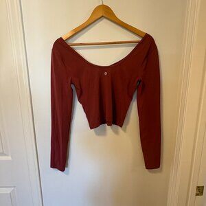 Lululemon Align Long Sleeve Shirt Crop Red Merlot Workout Yoga Sporty lulu